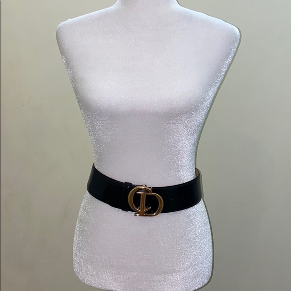 Dior Accessories - Christian Dior Blk calfskin CD logo wide belt auth